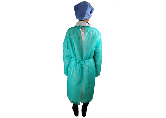 Green Disposable Surgical 16g 25g Non Woven Isolation Gown