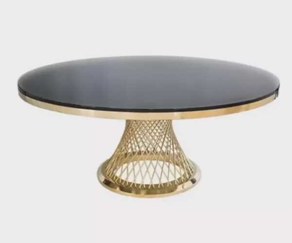 Hotel Glass Round Circle Event Wedding Tables And Chairs Stainless Steel Frame