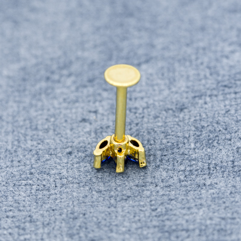 Gold Plated Lip Piercing Labret Stud 316 Stainless Steel 14G 12mm