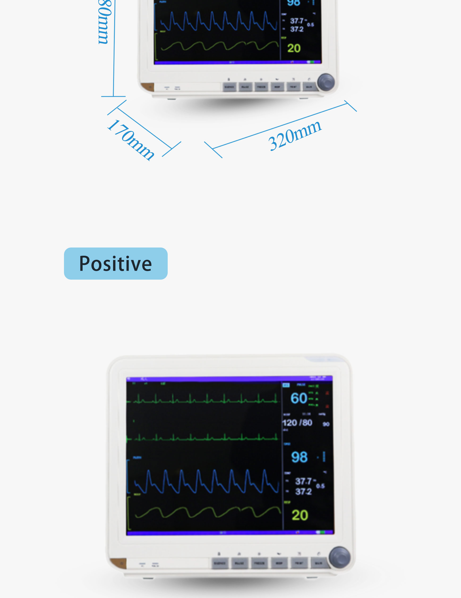 Hospital Big Fonts Multi Parameter Patient Monitor Vital Sign Monitoring 15 Inch