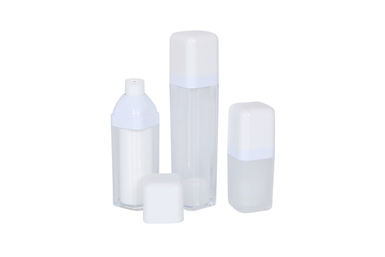 6pcs Froseted White Square Airless Lotion Bottles And Luxury Cream Jar Fancy Cosmetic Skincare Set For Travel Packaging
