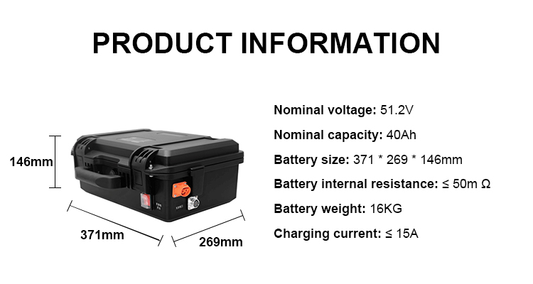 18650 Portable Li Ion Battery Pack 51.2V 40Ah Ternary Lithium Ion Battery