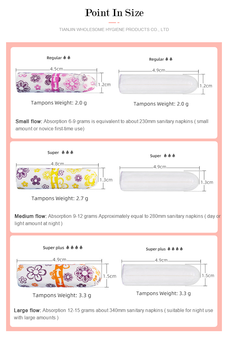 Cleaning Function Organic Cotton Tampons for Women's Menstrual Care Necessities