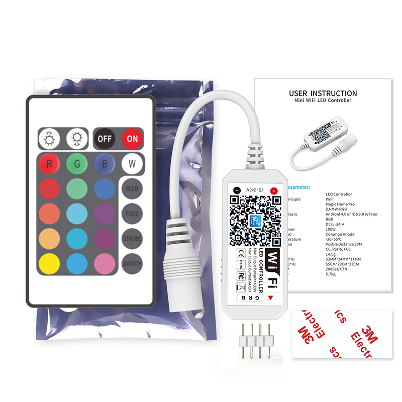 24 Keys Remote RGB LED Strip Wifi Controller APP Timing Voice Music Control