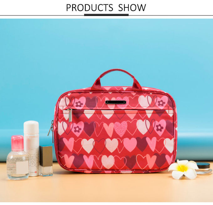 L28*D8*H19CM Portable Vintage Heart Printed Makeup Bag Case