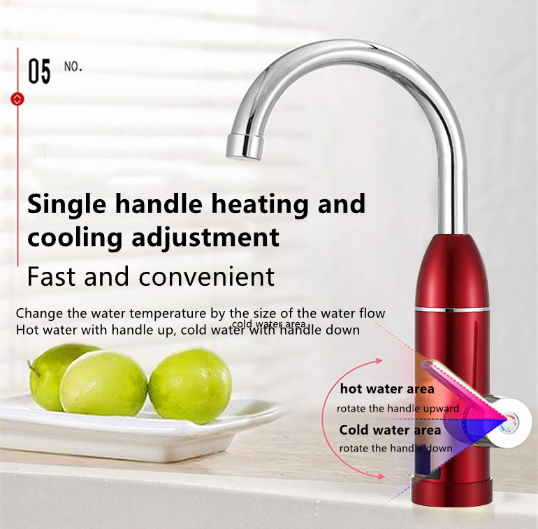304 SS Digital Control Electric Faucet 0.04-0.5MPA Instant Hot Water Heating