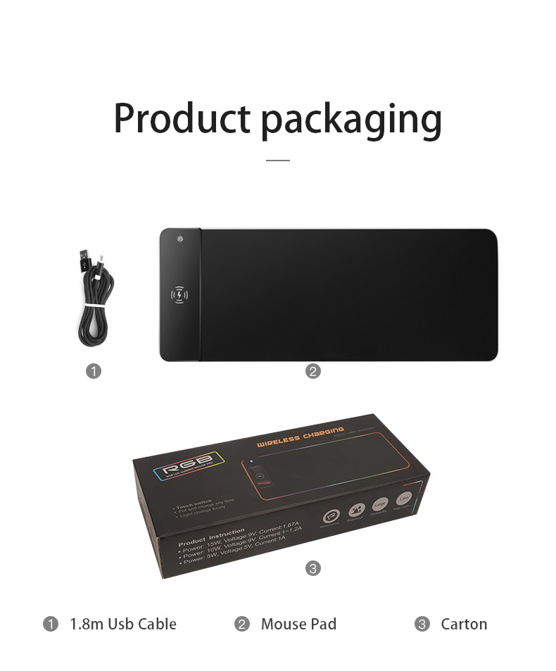 Smart Memory Function Wireless Charing Mouse Pad RGB Big Gaming Mousepad