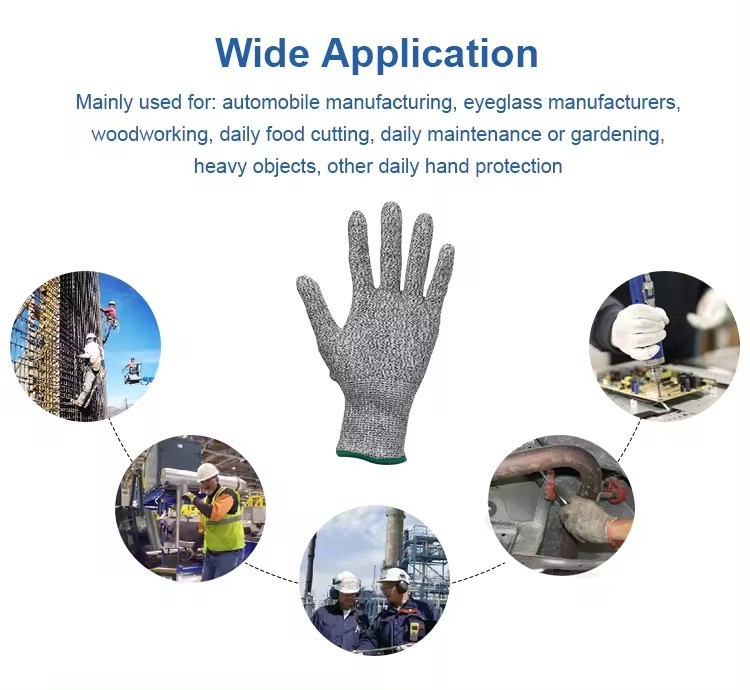 HPPE PU Coated Cut Resistant Safety Work Gloves Level 5 Anti Cut Gloves for Construction