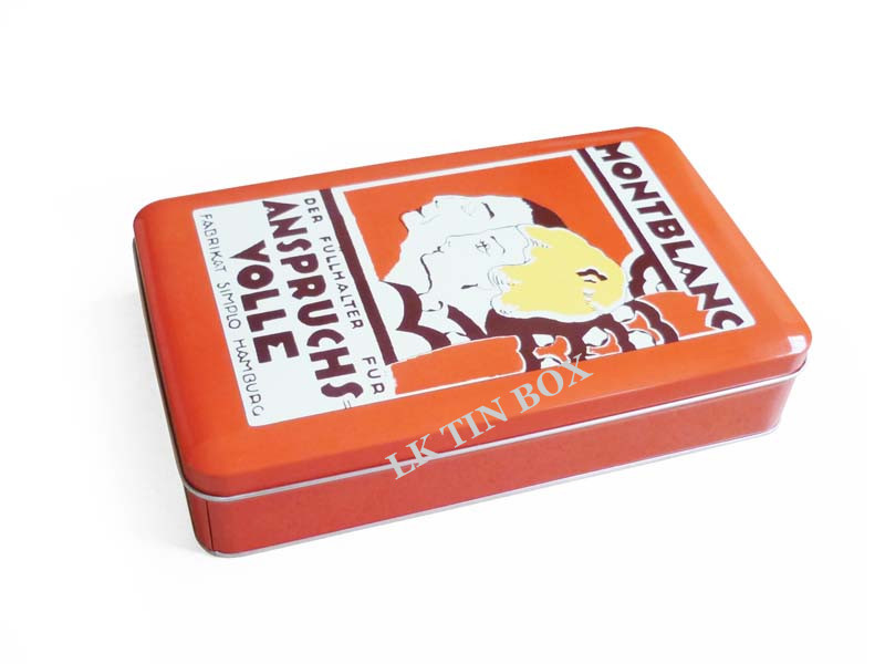 Rectangle Metal Gift Tin Box Rolled out edge For Christmas Holiday