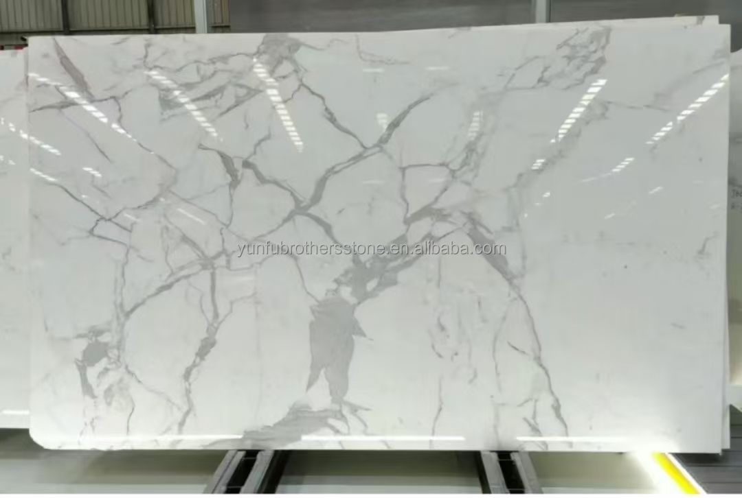 Modern Design Italy White Calacatta Marble Slab for Kitchen Countertop and Wall Panel