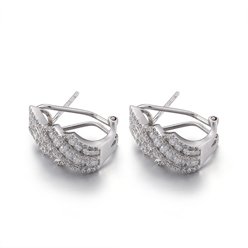 Strip Semi Circle Stud Earrings 6.44g 8mm Cubic Zirconia Stud Earrings