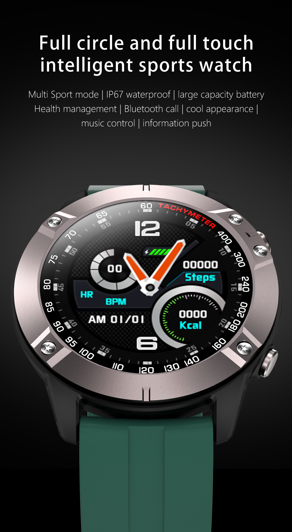 Magnetic Rechargeable 1.28 Inch Smart Watch For Swimming Sports
