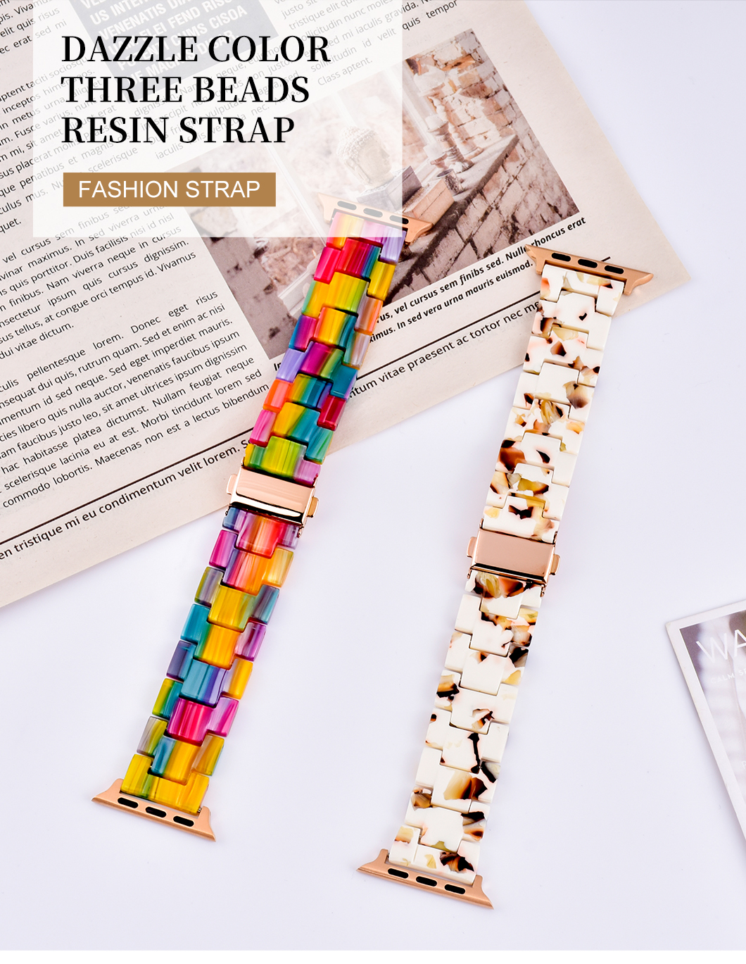Easy Release Dazzle Color Resin Watch Strap 38mm 42mm