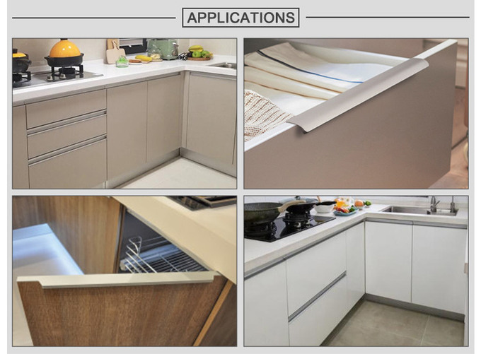 T8 Aluminium Handle Profile For Kitchen 3mm Thickness Sandblasted