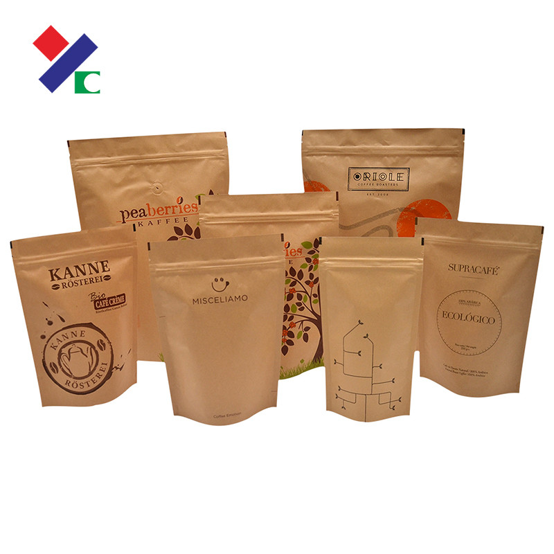 PLA Zipper Kraft Paper Pouch 80g Biodegradable Bags Flexible For Food Packaging