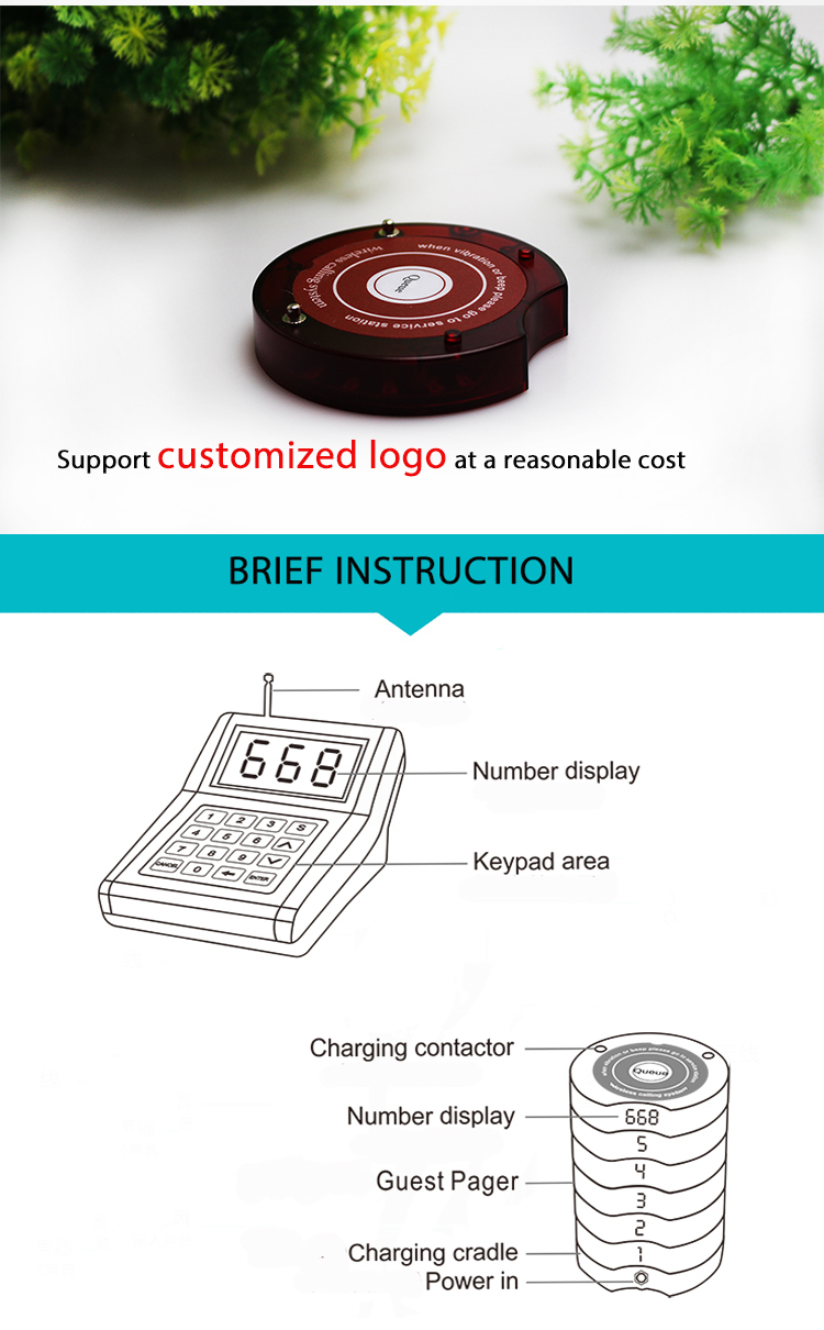 Facilitates the organization and delivery of orders nontraditional sales establishments with vibrate sound flash for restaurant