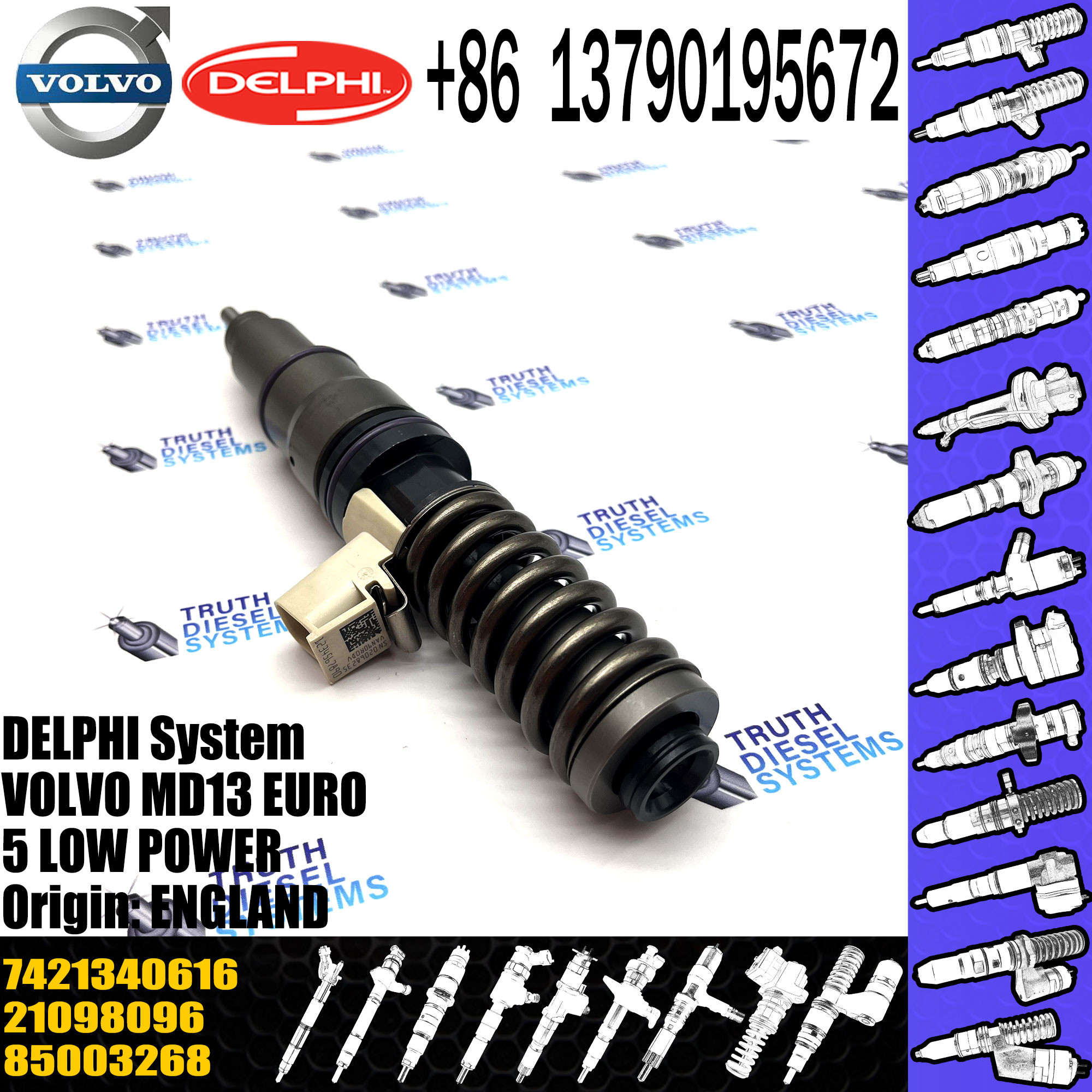 Diesel Fuel Injector 21371679 7421340616 21340616 85003268 BEBE4D25001 For VOL MD13 EURO 5 LOW POWER