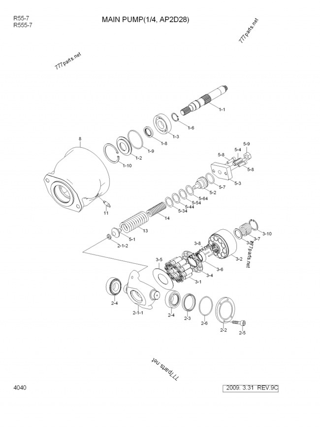 R55-7 31M8-10021 AP2D28 Excavator Hydraulic Pump Without Solenoid Valve