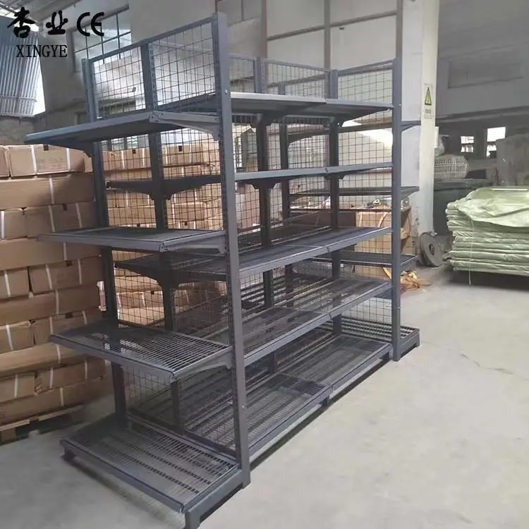 4 Layer Supermarket Display Rack Adjustable Shelf Height Removable