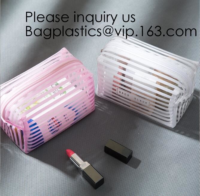Clear Zipper Pouch with Strap Makeup Bag PVC Cosmetic Pouch,Printing Clear k Cosmetic PVC Pouch, bagease, bagplast