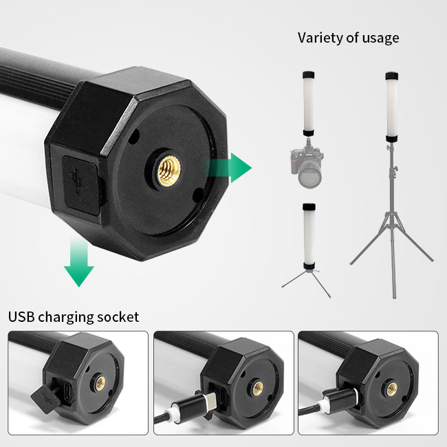Magnetic RGBW with 14 effects fill light for TikTok Vlog selfie livestream photography Rechargeable LED Tube Light