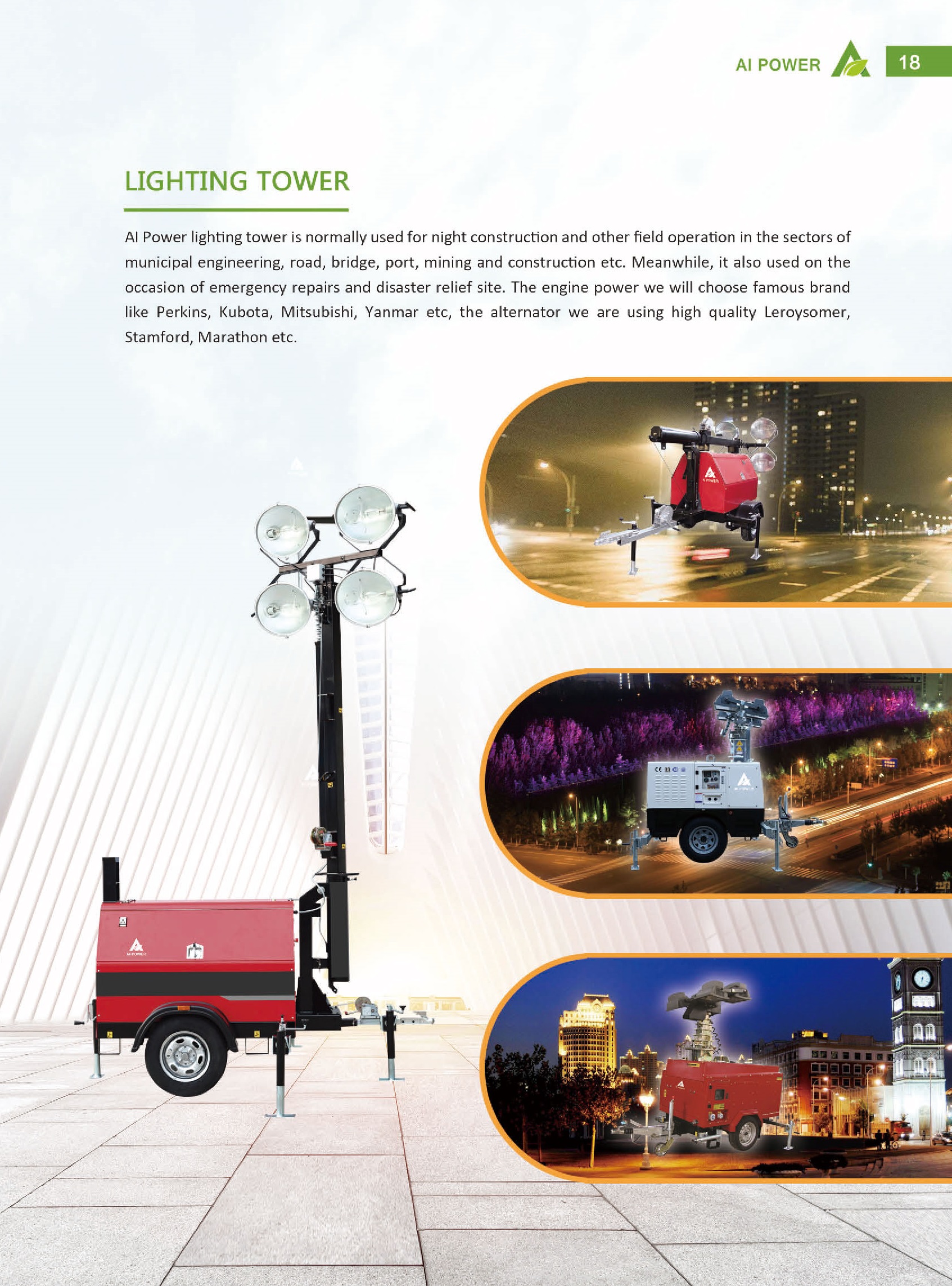 4x350W 9m Diesel Portable Light Tower 2KW Honda Generator Crane Light