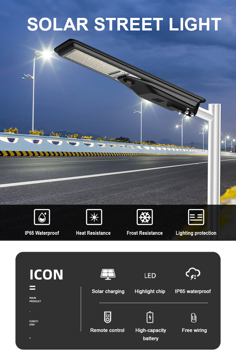 Streetlight Ip65 Outdoor Waterproof Solar Light 400w Integrated All In One Led Solar Street Light Displayable battery