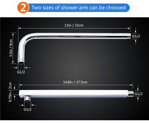 Multiple Size Overhead Rainfall Shower Head High Temperature Resistance