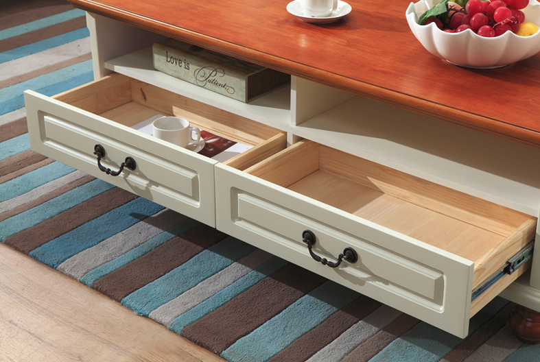 American Countryside Style Wooden Drawers SquareTea Coffee Table