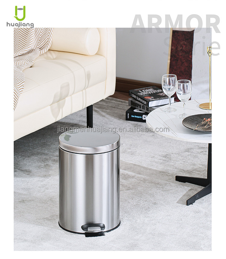Kitchen Household Garbage Cans Sustainable 3L/5L/12L/20L/30L Standing Stainless Steel Dustbin with Soft Close and Foot Pedal