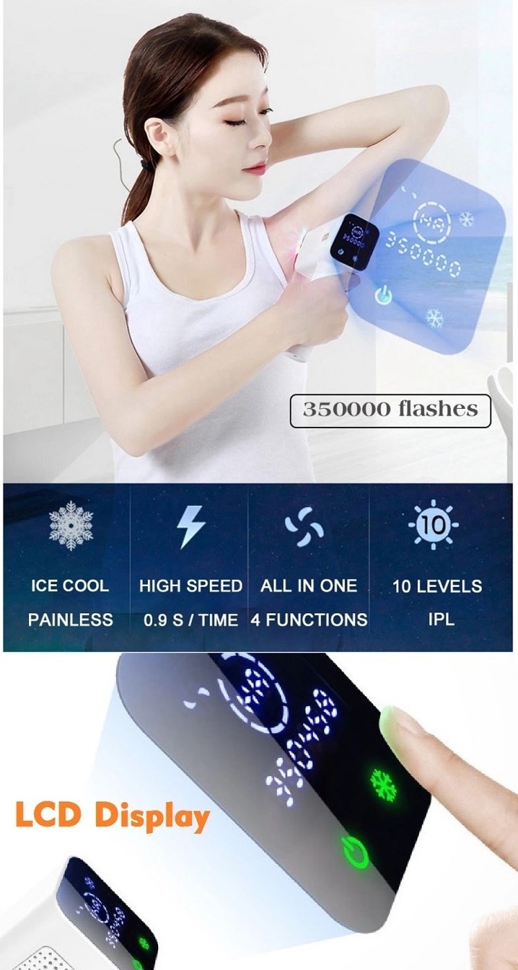 350000 Flashes 390g 4cm2 Air Cooling Laser Hair Removal