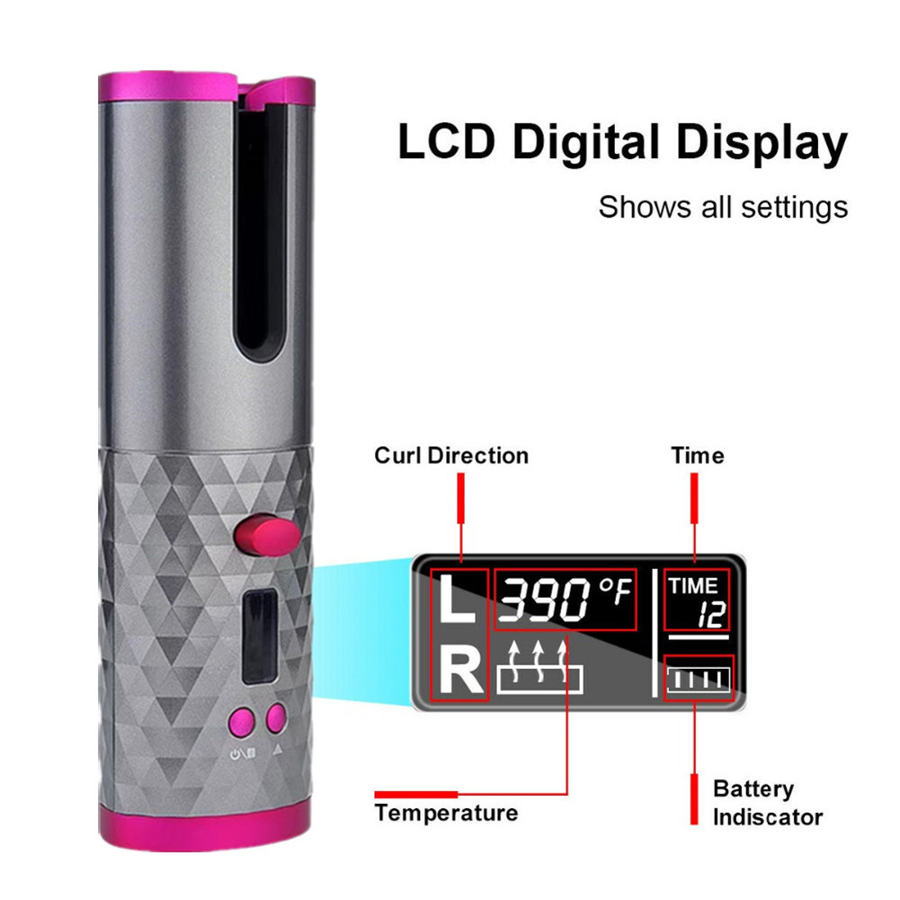 240V Hair Roller Curler 5200mAh Rechargeable Hair Curler 34W