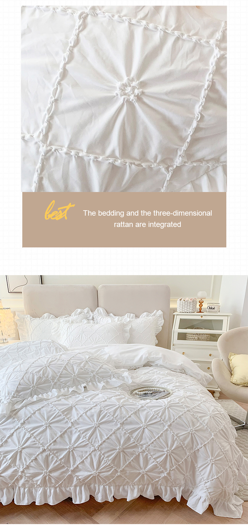 Air-permeable 7 Pieces Fluffy Duvet Quilt Bedding Set with Matching Curtains
