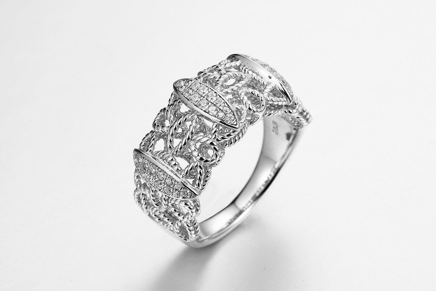 "Countless Knots" 925 Sterling Silver CZ Rings Tie up Wedding Present