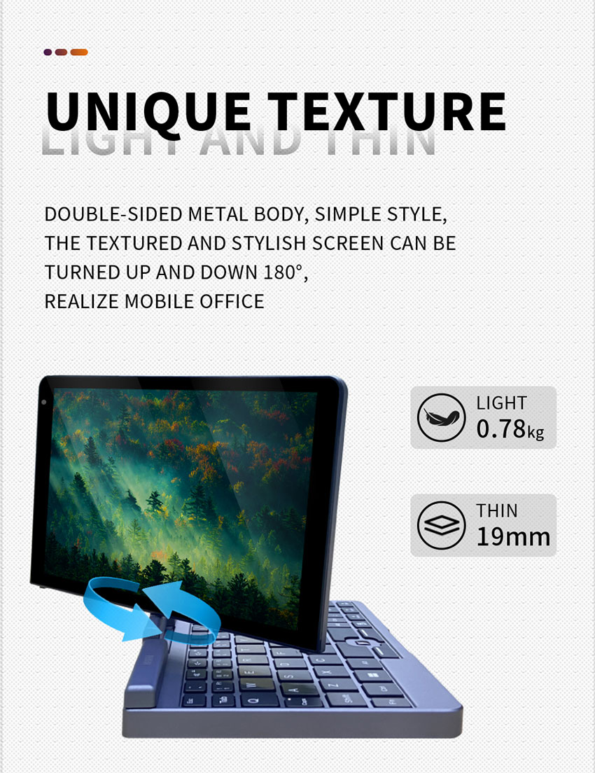 0.78kg 8 Inch Pocket Small Notebook Touch Screen Laptop Mini Intel N95 For Business