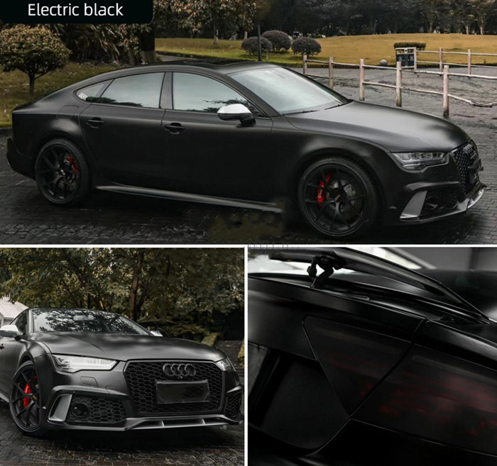 4.8MIL Black Car Vinyl Wrap Air Release And Heat Fuse Technologies Electric