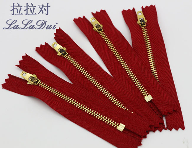 Red Tape Pants Leather Jacket Gold Zipper , Polyester Tape Two Way Separating Zipper