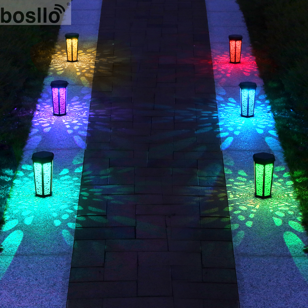 Amber Light RGB/ White Light RGB Solar Garden Lamps 10.5*10.5*47cm Size