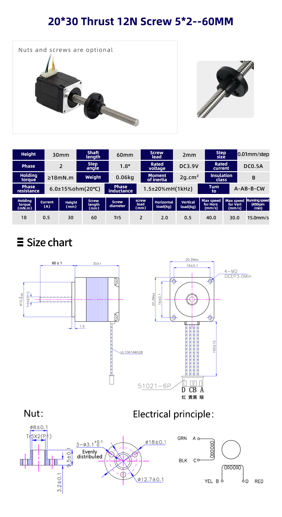 High Temperature Rise Nema 8/11/14/17/23 Micro Lead Screw Linear Actuator Stepper Motor