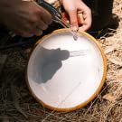 Camp shower used to wash dishes
