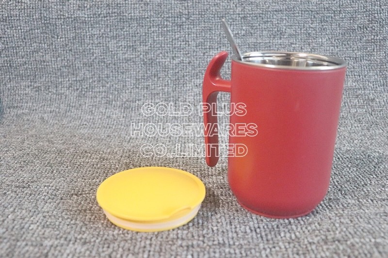 Straight Drinkware PP Plastic Double Layer Insulated Milk Cup Stainless Steel