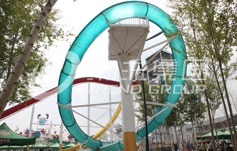 ExcitingLoopBody Slide Aqua Park Fiberglass Water Slides , Platform Height 16m