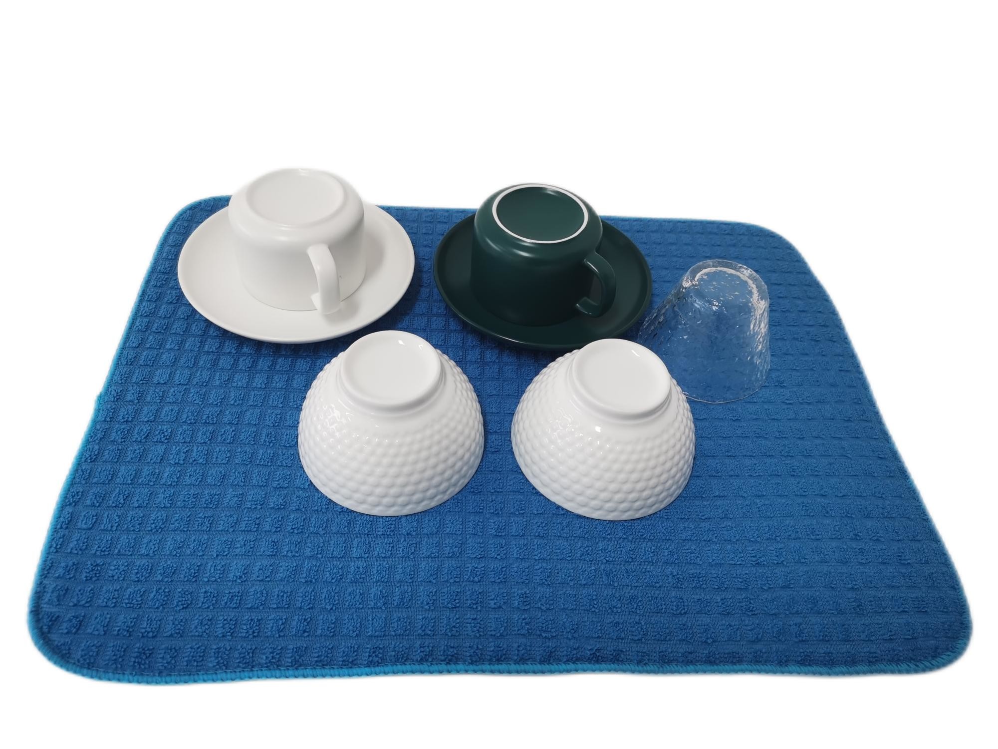 Gray Polyester Microfiber Dish Drying Mat For Dining Table