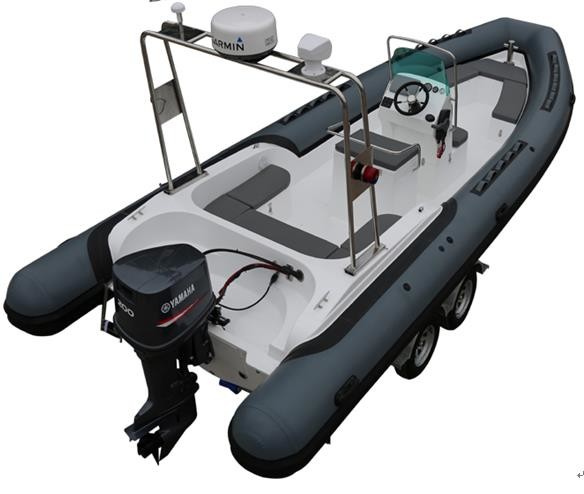Black Hypalon color Rigid Hull Inflatable RHIB Boat with Outboard Motor for fishing and rescue