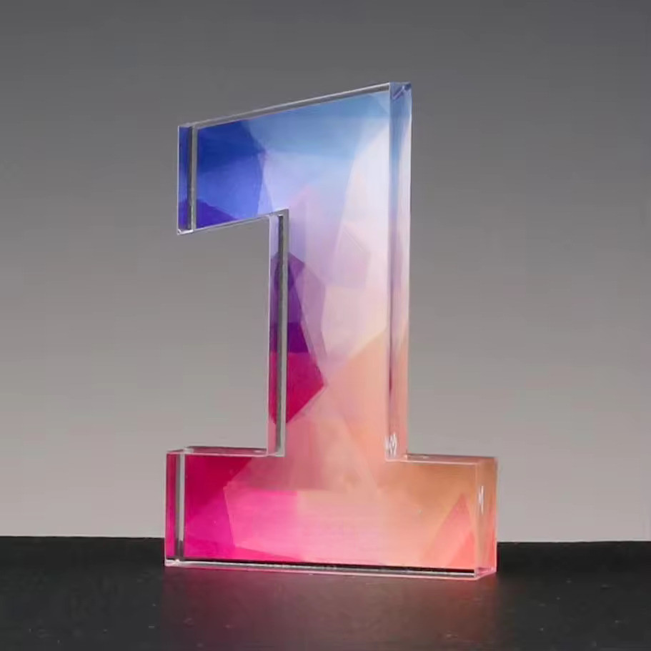Clear Plexiglass Number Acrylic Award Block Custom Printing For Company Events