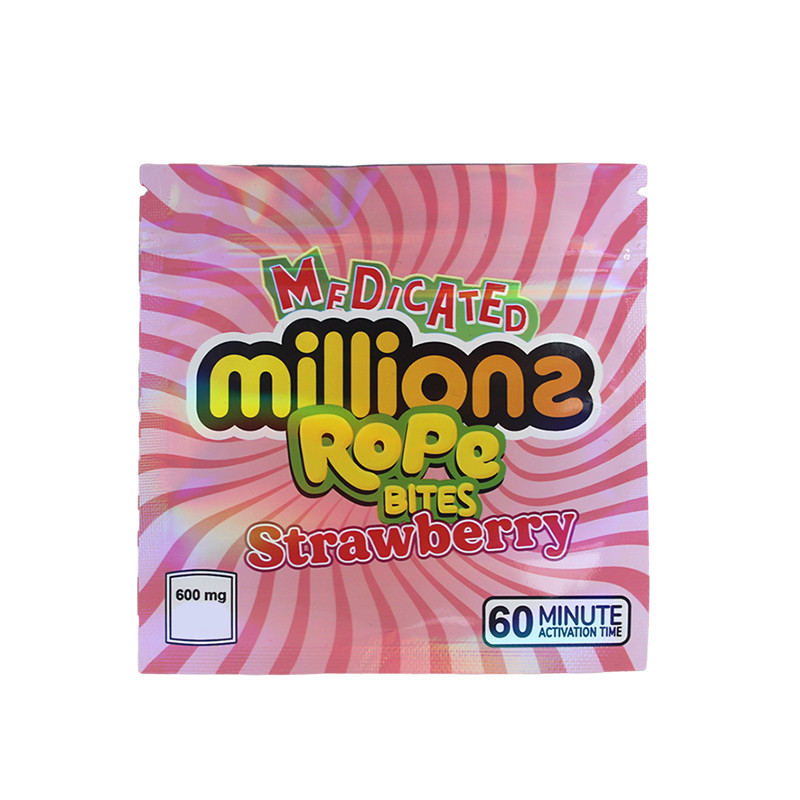 Gravure Printing Plastic Mylar Bags With Zipper For Gummies Packaging