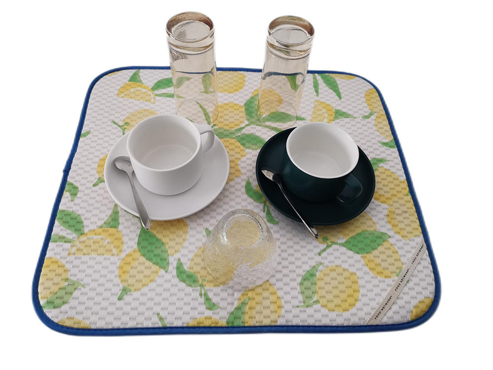 Microfiber Dish Drying Mat For Dish Drainer Medium Size Lemon Design