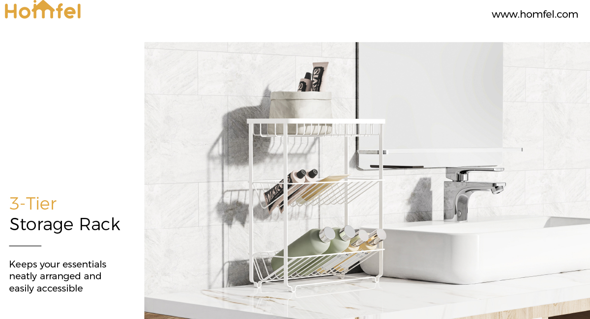 Metal Bathroom Inside Cabinet Shelf Basket Rack For Modern Household Organization