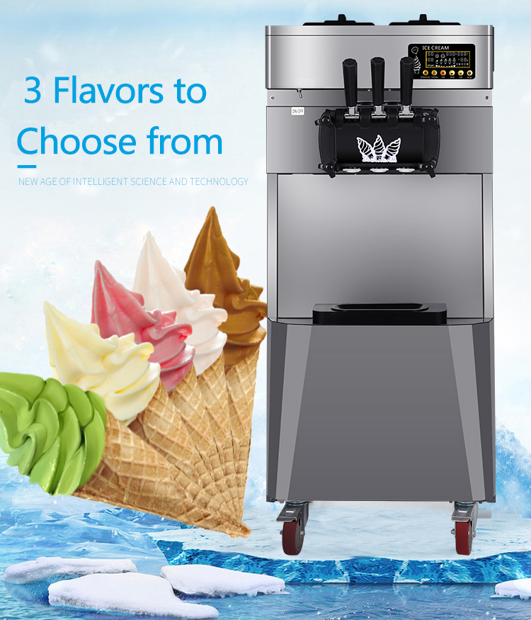 20L/H Automatic Soft Serve Ice Cream Machine for Business Prices Mix Hopper 4Lx2 Power W 1850