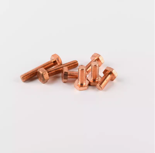 DIN933 DIN931 M3 M4 M6 M8 M10 Hex Copper Bolts C1100 T2 for Secure Fastening DIN Standard Hexagon Head Copper